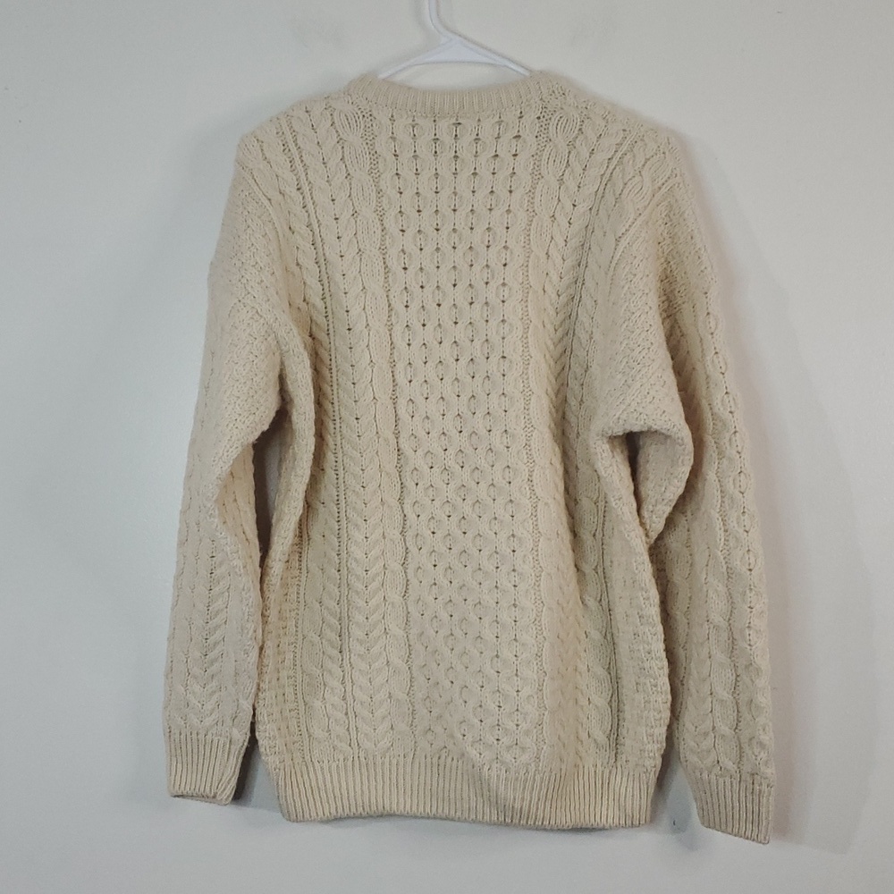 Womens Vintage Wool Aran Chunky Cableknit Fisherman Sweater Size Med Ireland - Picture 9 of 14